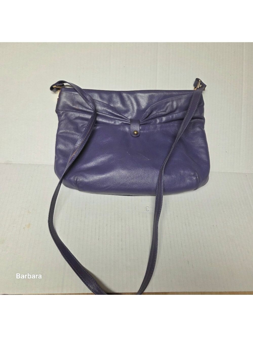 Vintage 80s Karnig Mann Purple Plum Leather Crossbody/Clutch/Shoulder Bag